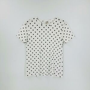 Banana Republic Polka Dot Crew Neck Short Sleeve Cotton T Shirt White Size L
